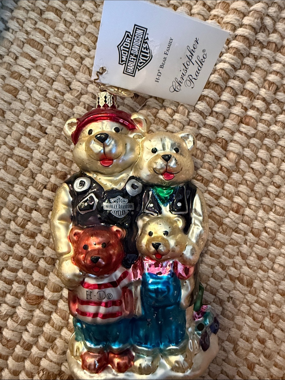 Christopher Radko 2002 Harley Davidson Bear Biker Family Ornament HD NWT Vintage
